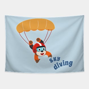 Vector illustration of a cute skydiver. Tapestry