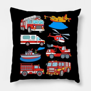 Firetrucks Firefighting Plane Ambulance Helicopter Pillow