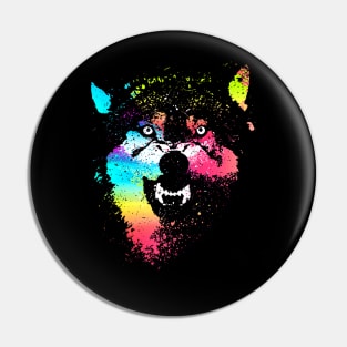 Technicolor Wolf Pin