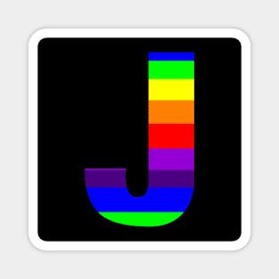 The Letter J in Rainbow Stripes Magnet