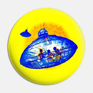 Aliens Attack (yellow background) Pin