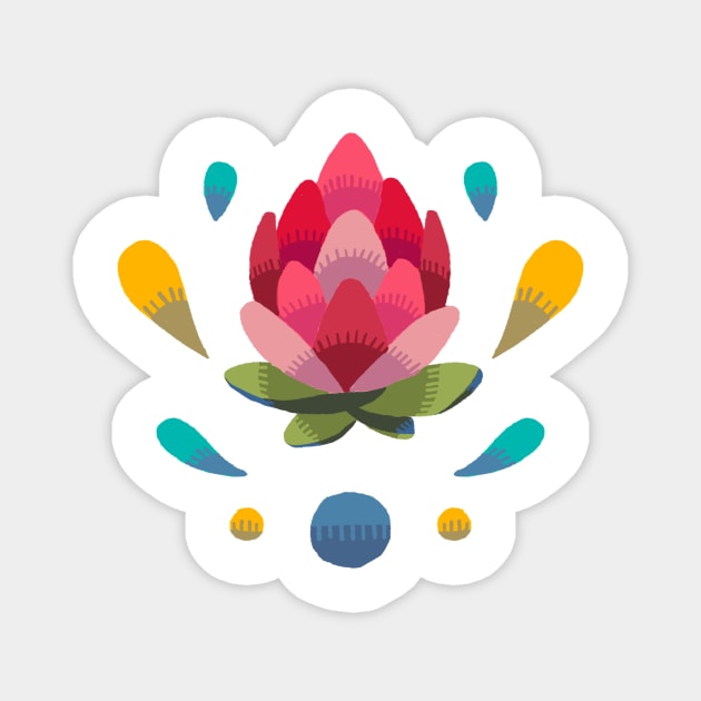 Light Open Simple Protea Bud Stamp Magnet by maak and illy
