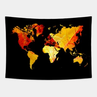 Autumn leaves world map Tapestry