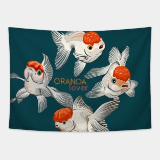 Graphic art of Oranda fish lover Tapestry