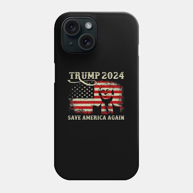 Donald Trump 2024 Save America Again American Flag Patriotic Phone Case by lam-san-dan