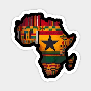 African Map Kente Pattern Ghana Flag Magnet