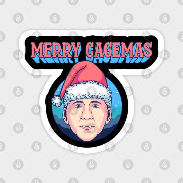 Merry Cagemas Christmas Nicolas Cage Knit Magnet by thelazyshibaai