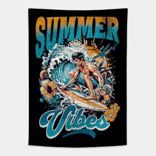 Summer Vibes Surfing Tapestry