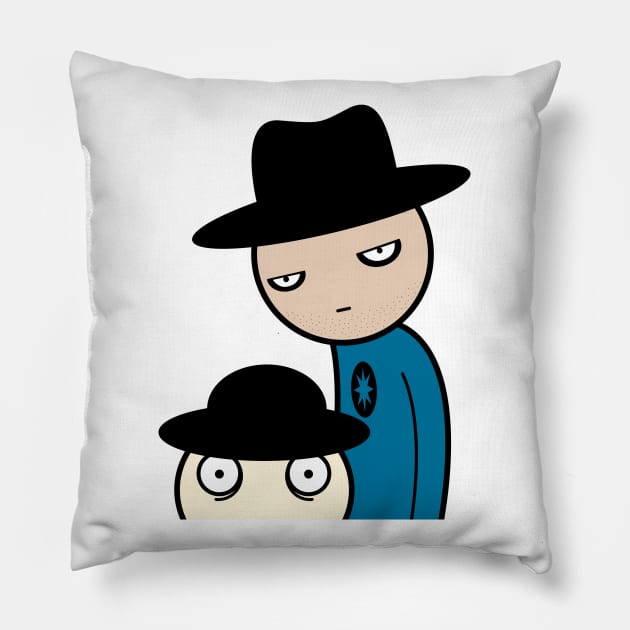 Funny Cartoon Cowboys Pillow by Drop23