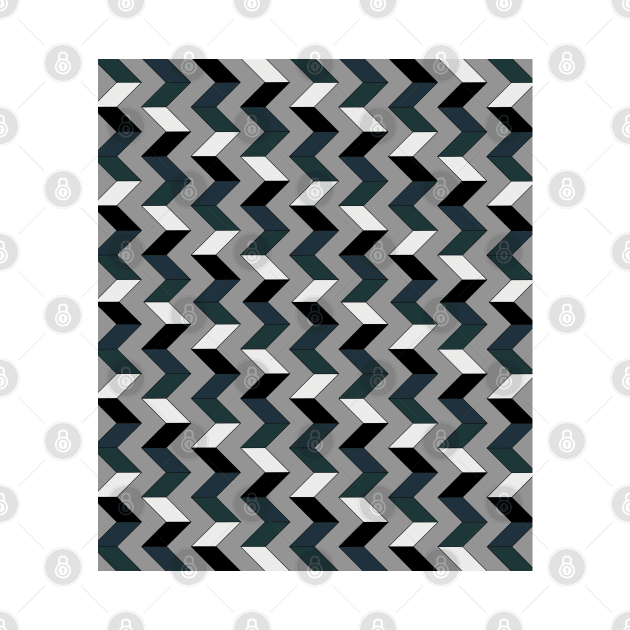 Chevron Geometric Pattern, Grey, Black and White by OneThreeSix