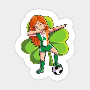 Dabbing Soccer Girl St Patricks Day Women Kids Irish Magnet