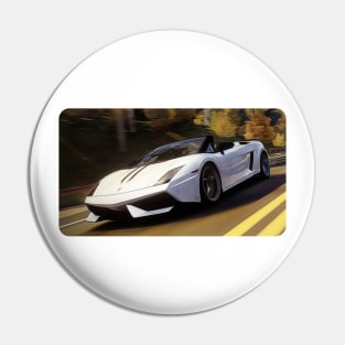 Gallardo Spyder Cartoon Drawing Action Print Pin