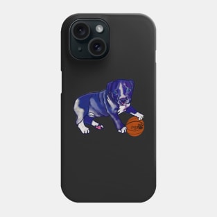 Painting of Blue line pit bull dog basket ball player- cute pitbull in the with it’s pitbull basketball association ball Phone Case