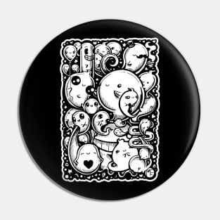 Lots of Little Ghosts - White Outlined Version Pin