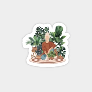 Plant lady, Girl with plants 1 Magnet