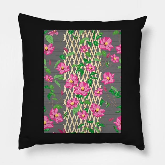 Clematis Trellis Pillow by JaanaHalme