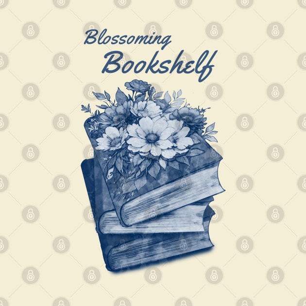 Blossoming Bookshelf, Reading books, pink flowers growing from book, Book Sticker, bookworm gift for reader,student gift, lover books by Collagedream