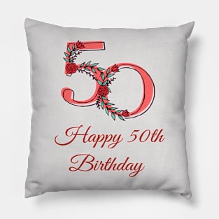 Happy 50th Birthday Pillow