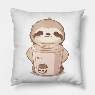 cute sloth with coffee Pillow