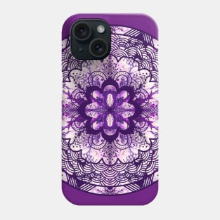 Silver/Purple Paint Pour Mandala Phone Case