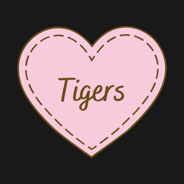 I Love Tigers Simple Heart Design by Word Minimalism