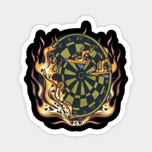 Dartboard In Flames Darts Magnet