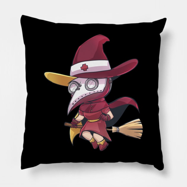 The Witching Hour's Plague Doctor: Merging Mysticism and Medicine Pillow by Holymayo Tee