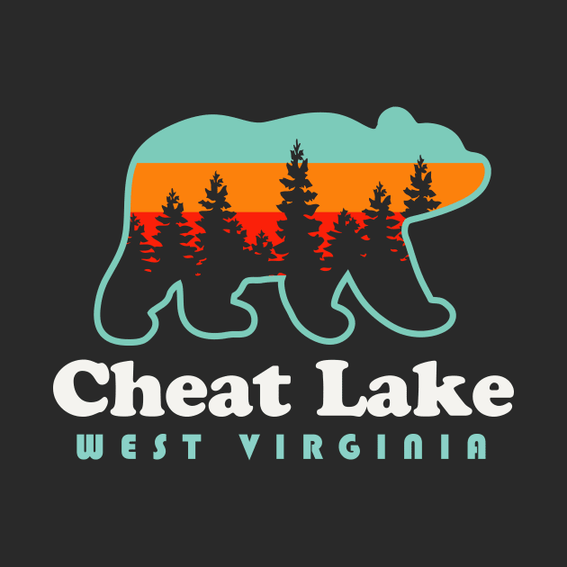 Cheat Lake West Virginia Camping Bear Retro by PodDesignShop