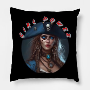 Girl power cool blue pirate girl Pillow