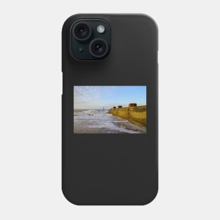 Wooden groynes on the sandy beach on the Norfolk coast Phone Case