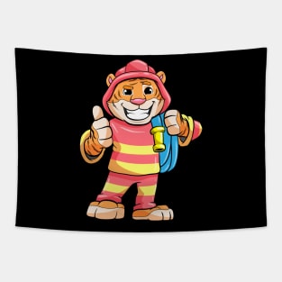 Tiger as Firefighter with Hose Tapestry