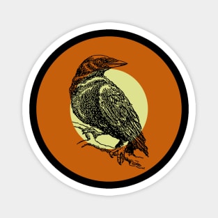 Halloween Crow, Signs, Omens, and Fortunes - Pale Green, Orange, and Black Variation Magnet