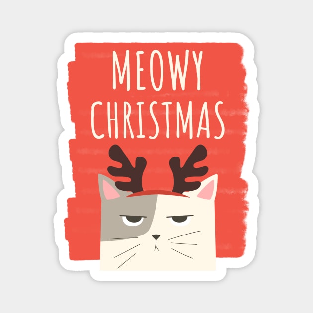 Christmas Cat Merry Christmas Holiday Magnet by XOZ