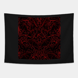 Red Bat Filigree Pattern Tapestry
