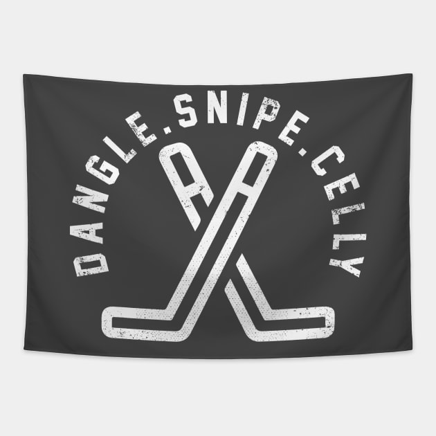 Dangle Snipe Celly Hockey Vintage Retro Shirt Tapestry by Bobtees