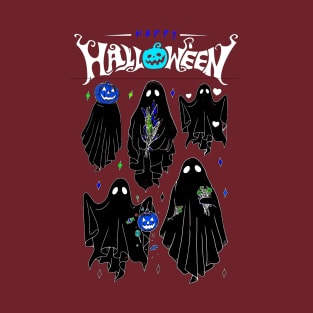 Ghostly Gathering: Cute Spirits Celebrate Halloween with Joy T-Shirt