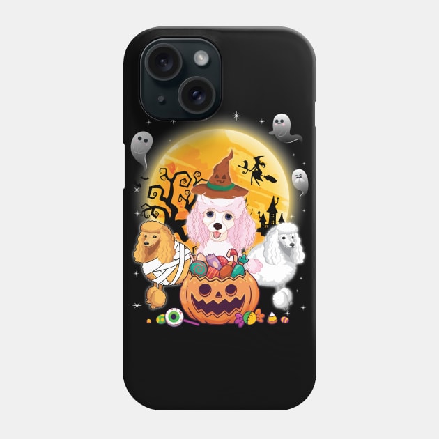 Poodle Dog Mummy Witch Moon Ghosts Happy Halloween Thanksgiving Merry Christmas Day Phone Case by joandraelliot