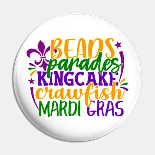 Beads Parades King cake Crawfish Mardi gras Pin