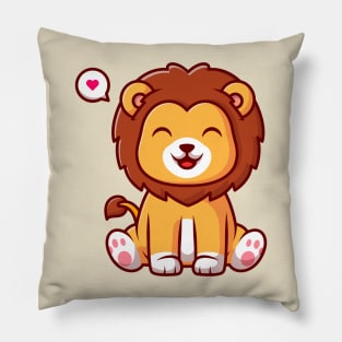 Cute Lion Sitting Cartoon Pillow