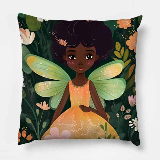 Cute Fairy in the Floral Garden2 Pillow by redwitchart