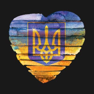 Ukraine Heart Flag Ukrajina Patriot Fan for Ukrainian symbol ukraina oil paint T-Shirt