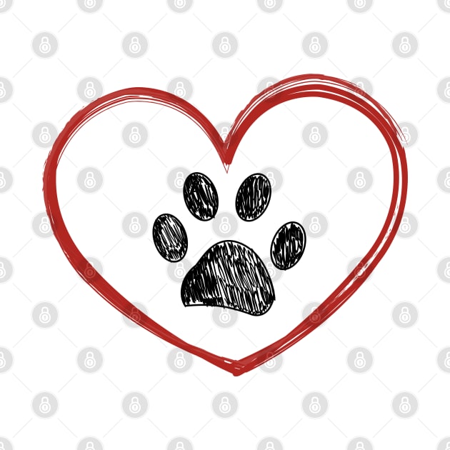 Heart with paw print. Happy Valentine's day design by GULSENGUNEL