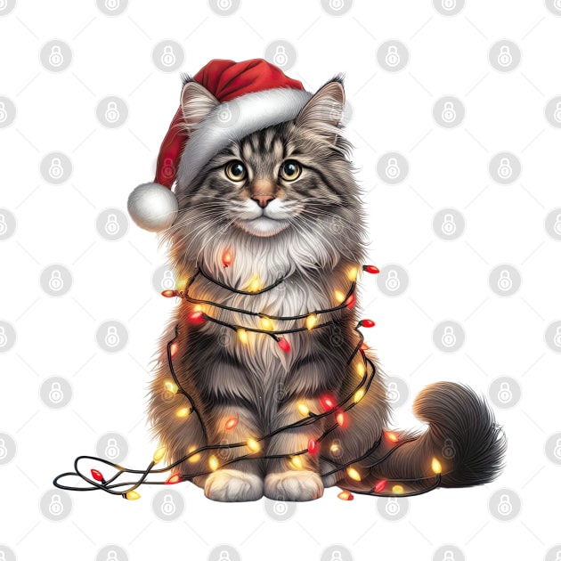 Christmas Norwegian Forest Cat by Chromatic Fusion Studio