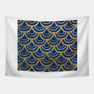 Golden navy fish scales Tapestry