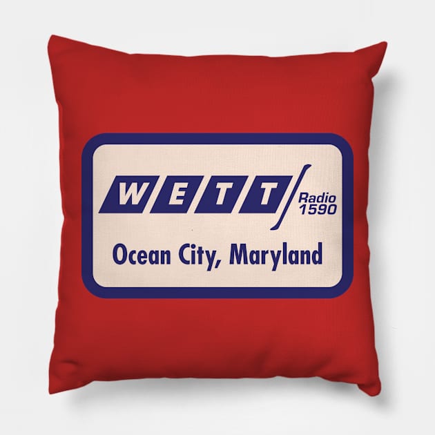 WETT Radio 1590, Ocean CIty, MD Pillow by Tee Arcade