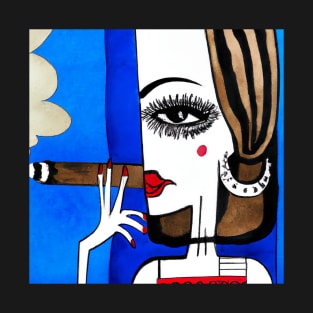 Cubist lady smoking a cigar T-Shirt