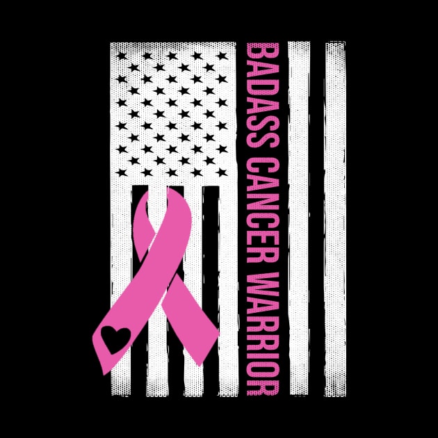 BadAss Breast Cancer Warrior USA Flag Breast Cancer Awareness Month by nadinecarolin71415