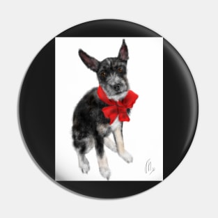 Pooch With a Red Bow Pin