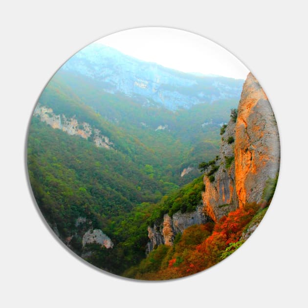 View at a mountain in the Eremo di Soffiano canyon, with Sibillini and foliage Pin by KristinaDrozd