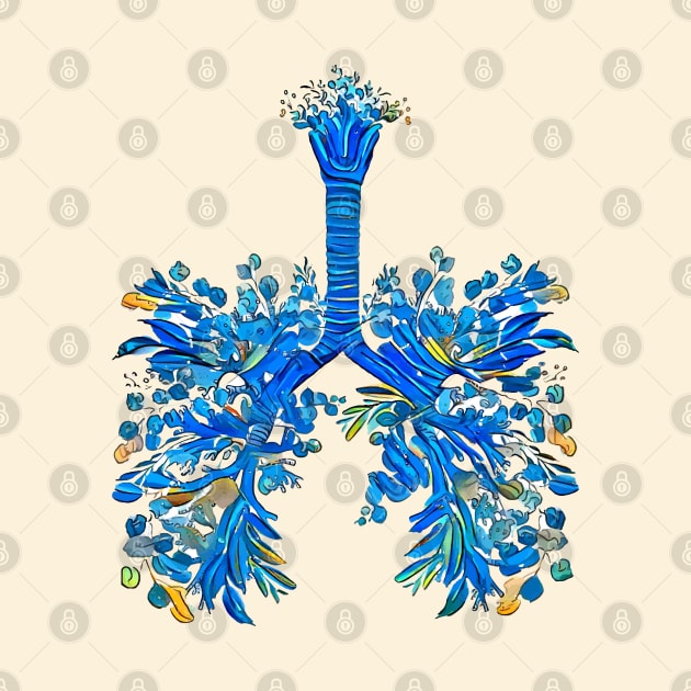 Blue Lungs with leaves and flowers by Collagedream